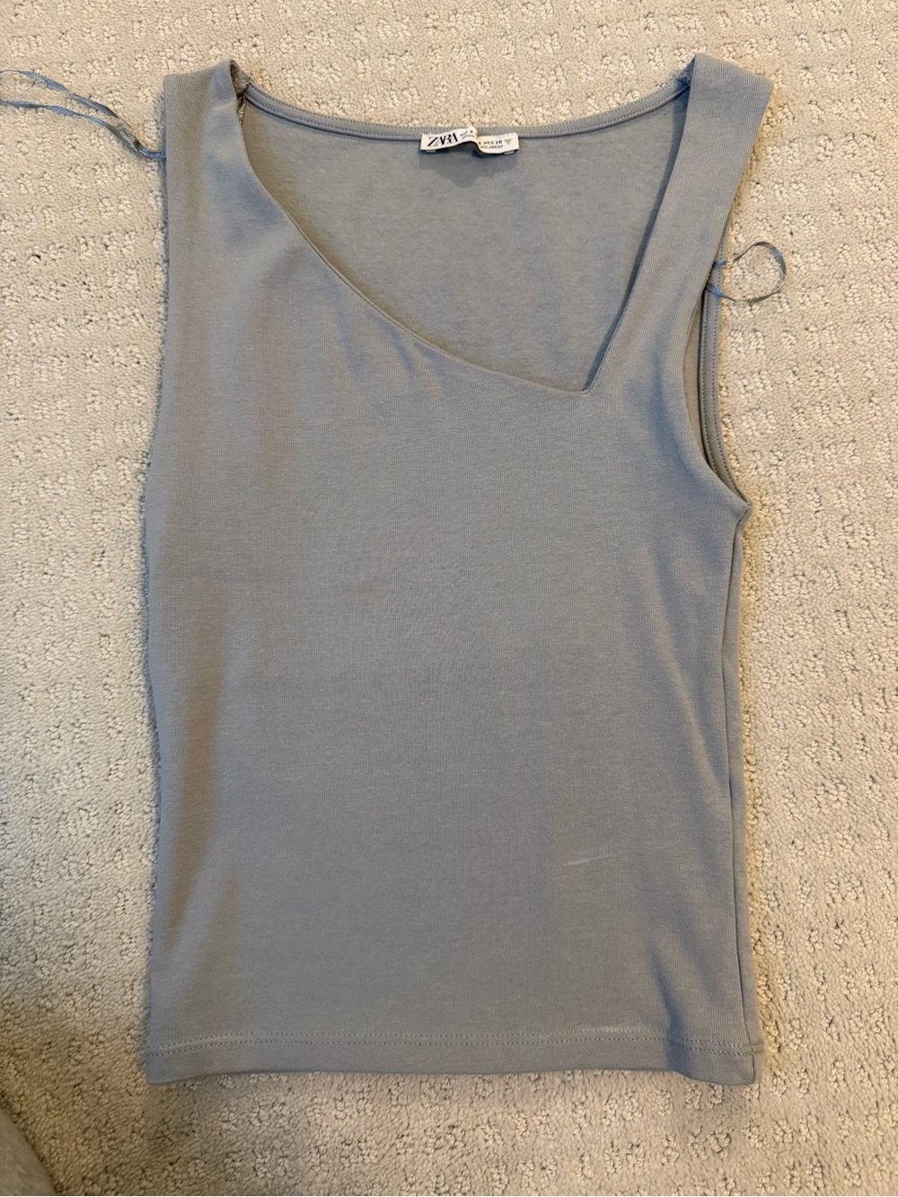 Zara Pale Blue Asymmetric Neck Tank